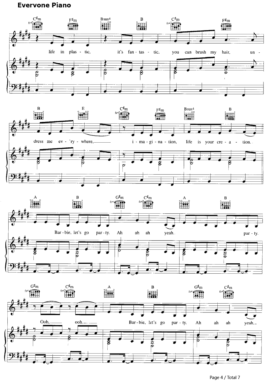 Barbie Girl钢琴谱-Aqua4