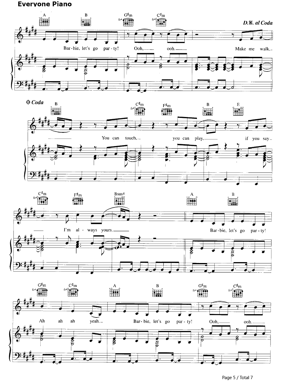 Barbie Girl钢琴谱-Aqua5