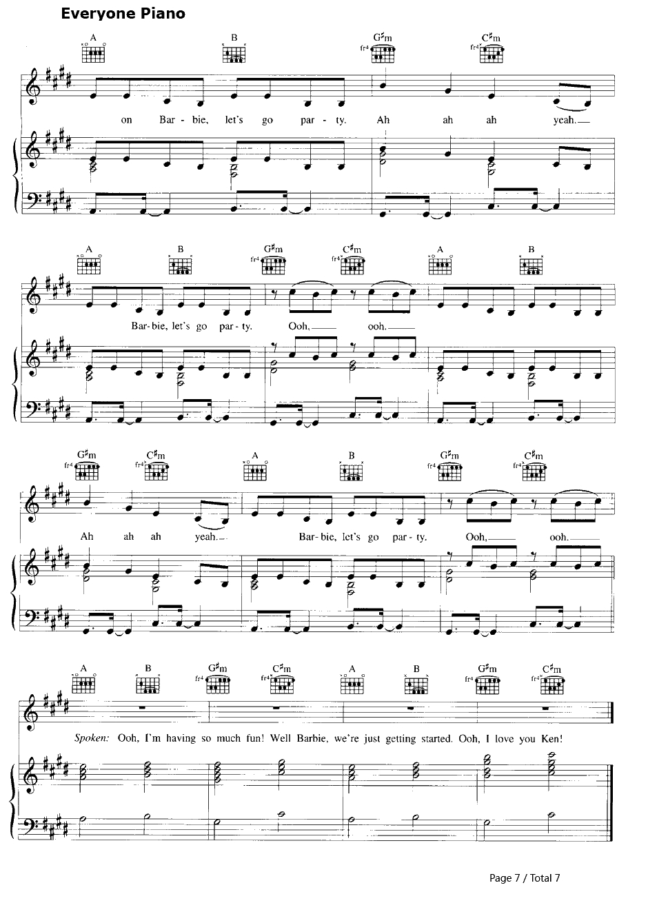 Barbie Girl钢琴谱-Aqua7