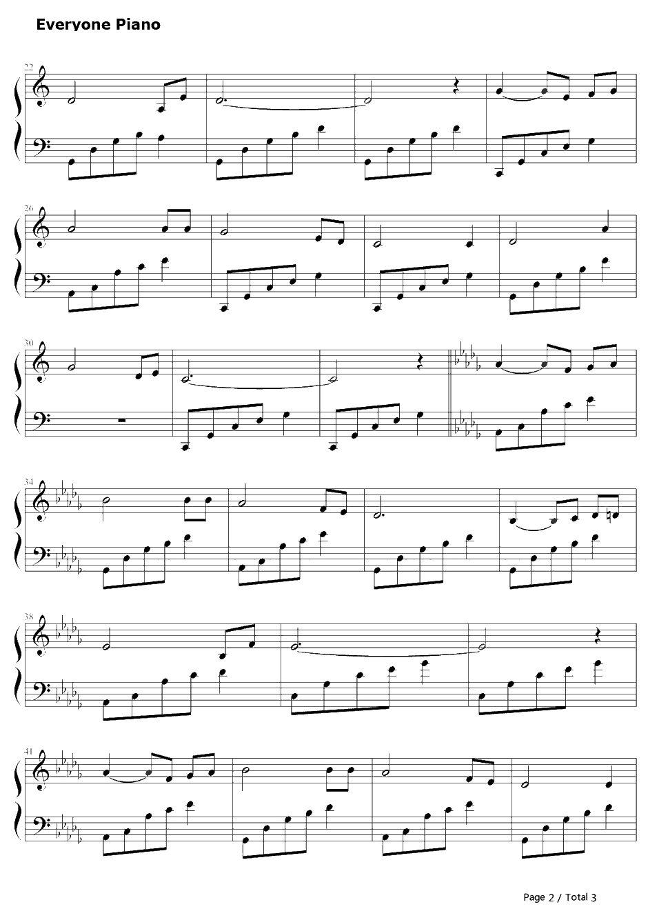 今日の日はさようなら钢琴谱-森山良子　-道别在今日2