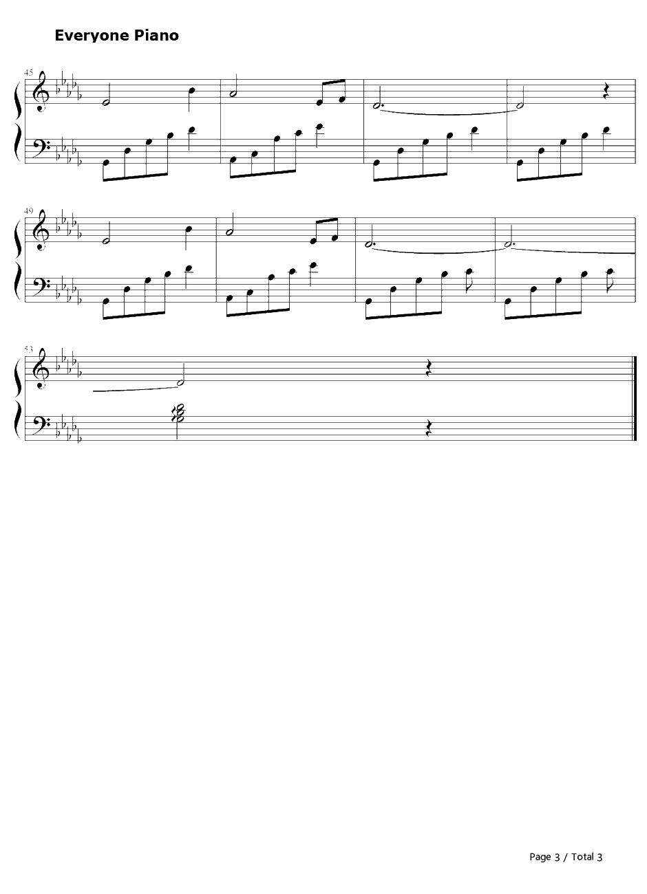 今日の日はさようなら钢琴谱-森山良子　-道别在今日3