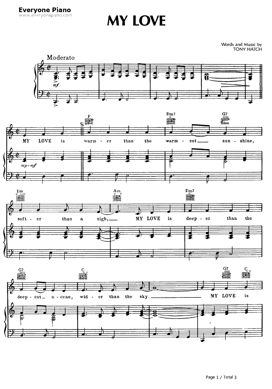 My Love钢琴谱-PetulaClark　1