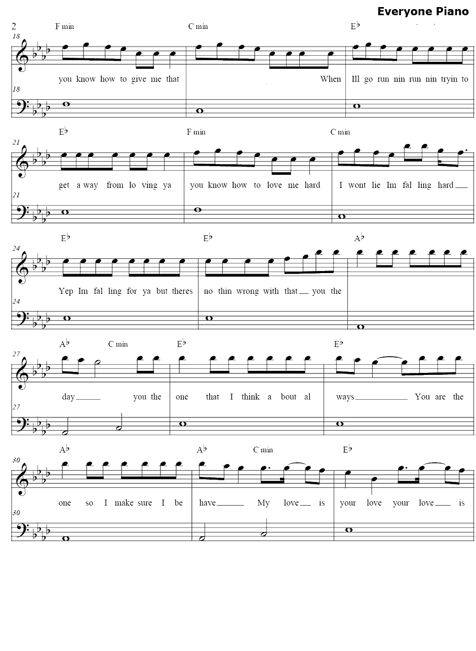 You da One钢琴谱-Rihanna2