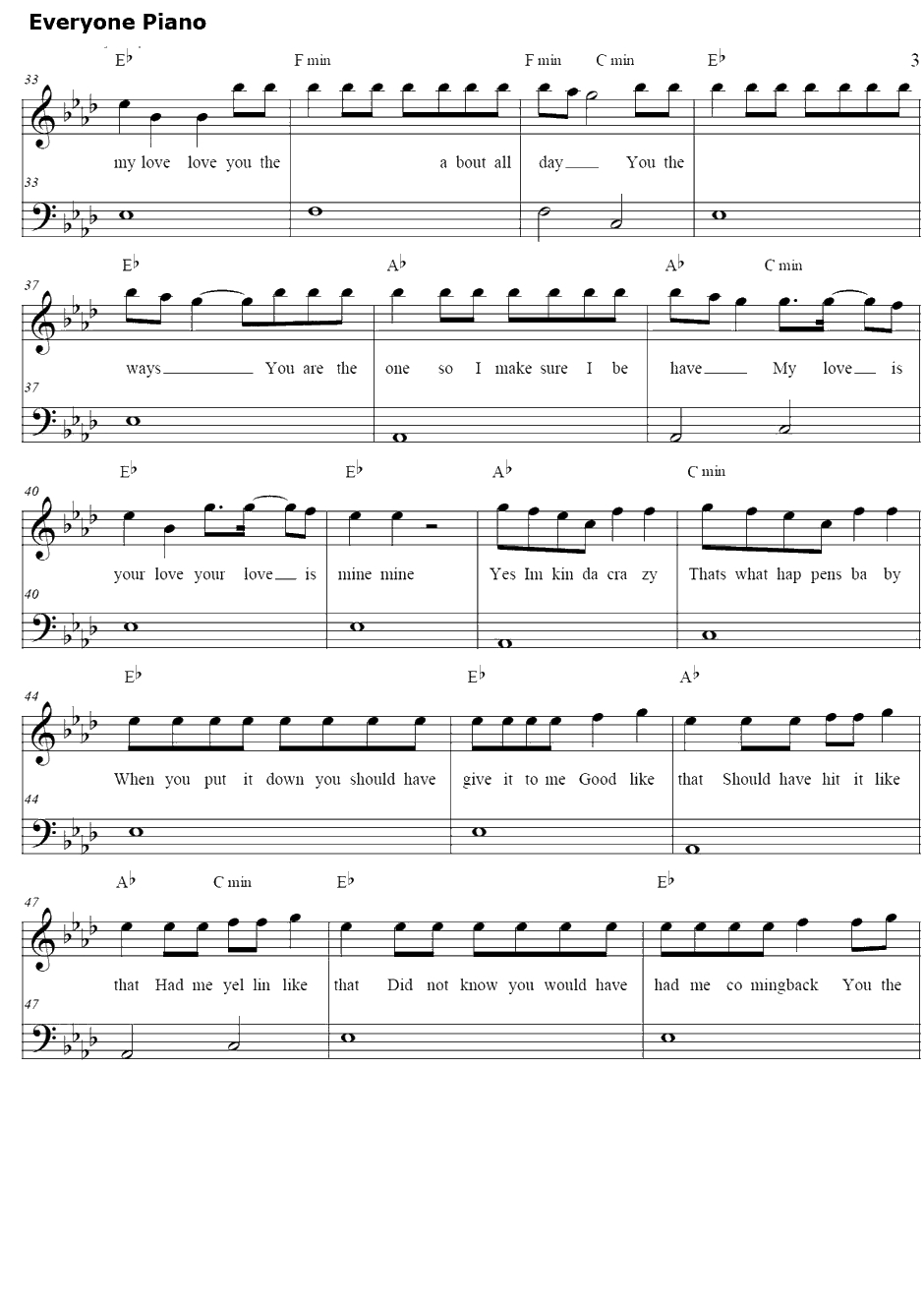 You da One钢琴谱-Rihanna3