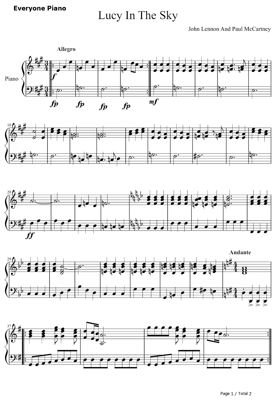 Lucyin the Sky with Diamonds钢琴谱-TheBeatles1