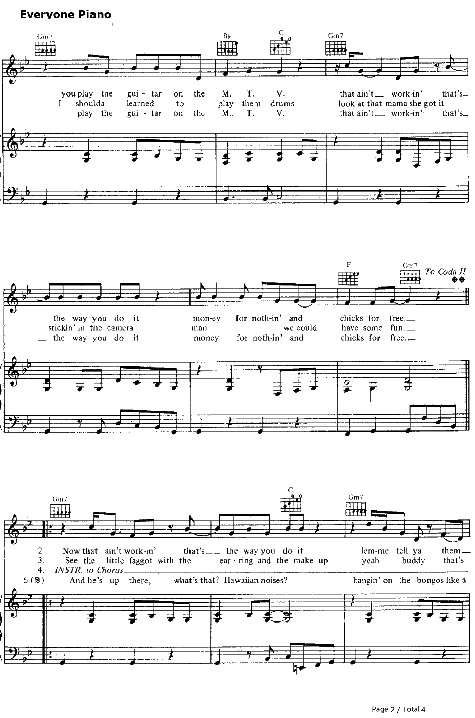 Money for Nothing钢琴谱-DireStraits2