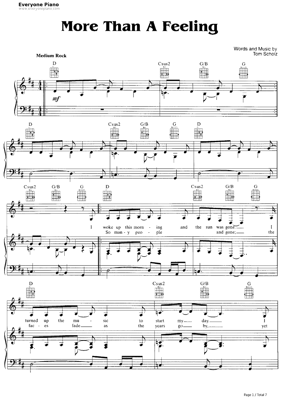 More Thana Feeling钢琴谱-Boston1