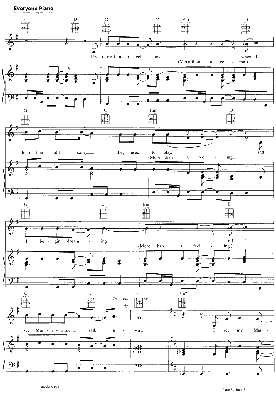 More Thana Feeling钢琴谱-Boston3