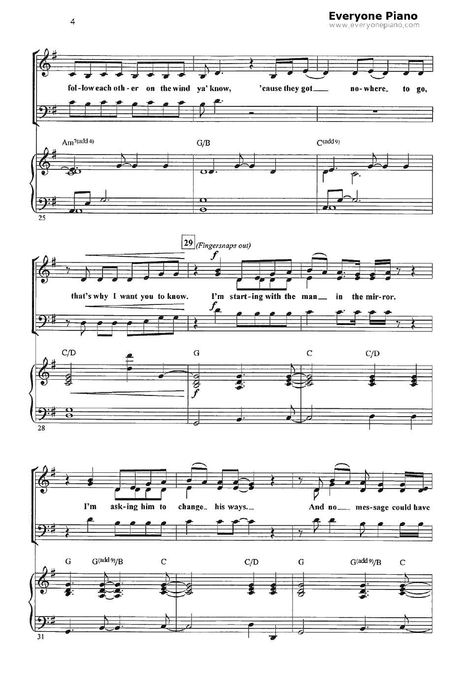 Manin the Mirror钢琴谱-MichaelJackson4