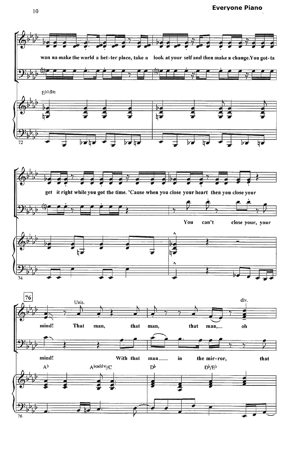 Manin the Mirror钢琴谱-MichaelJackson10