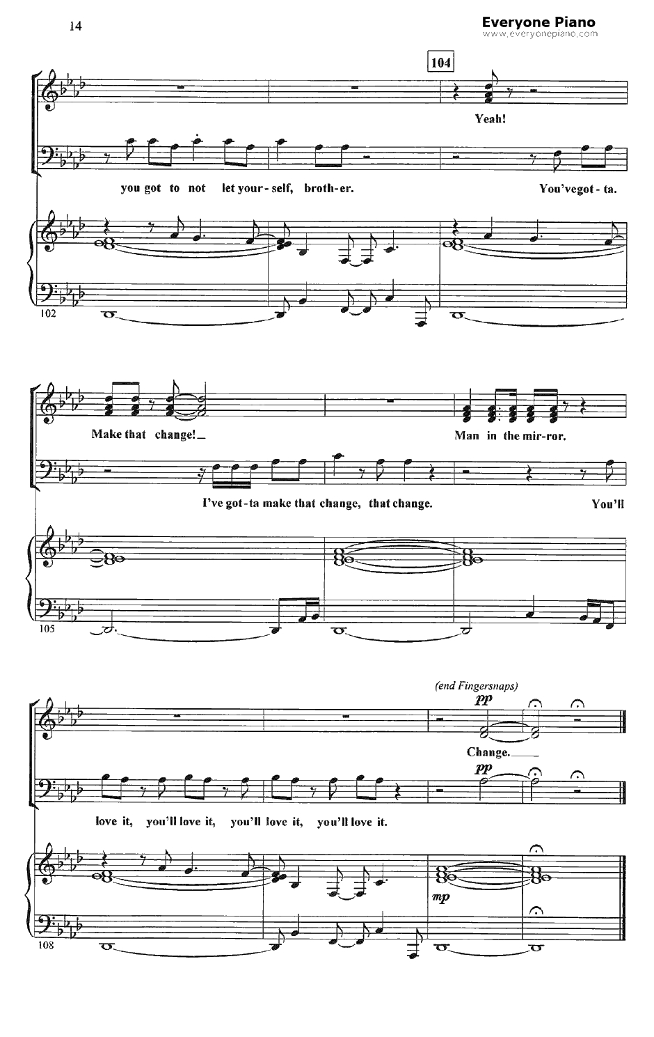 Manin the Mirror钢琴谱-MichaelJackson14