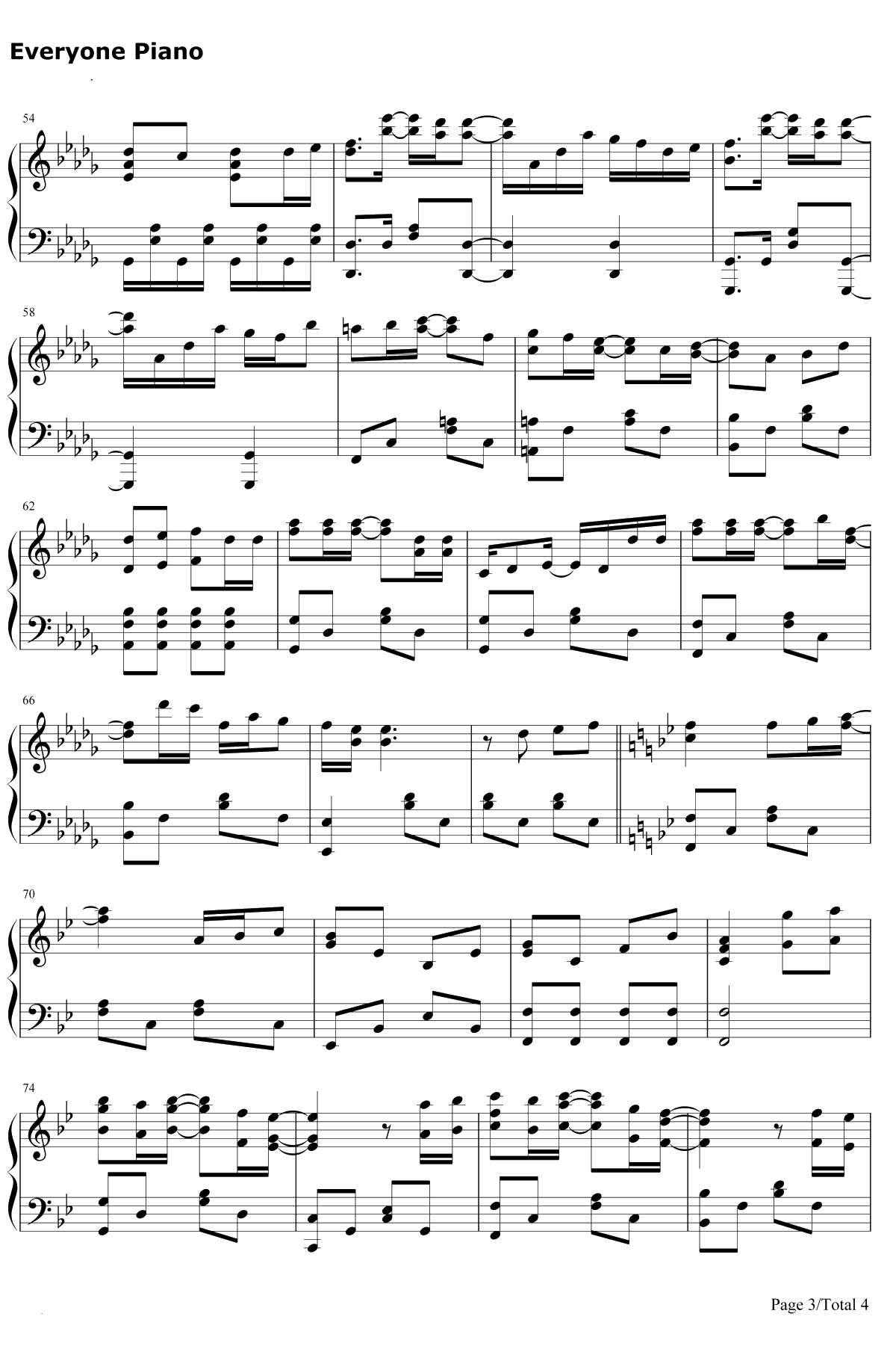 ひとり钢琴谱-XX:me3