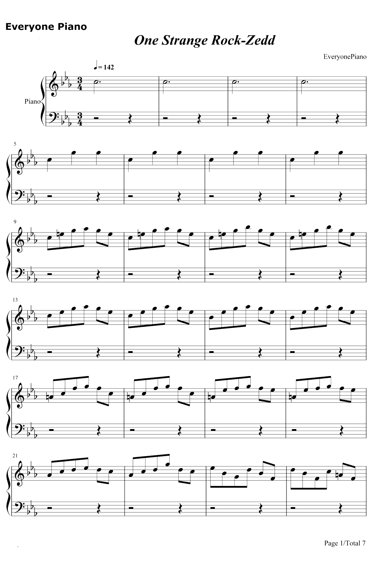 One Strange Rock钢琴谱-Zedd1
