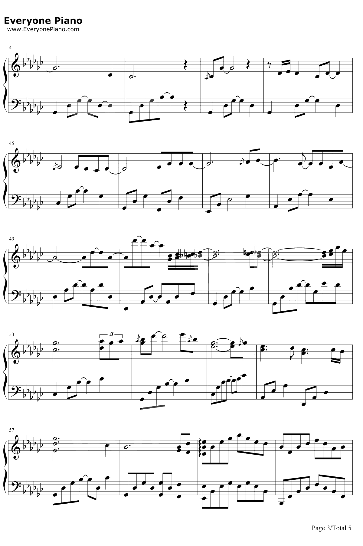 再见钢琴谱-王俊凯3