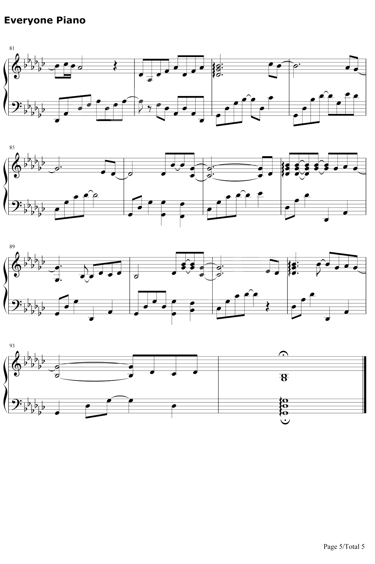 再见钢琴谱-王俊凯5