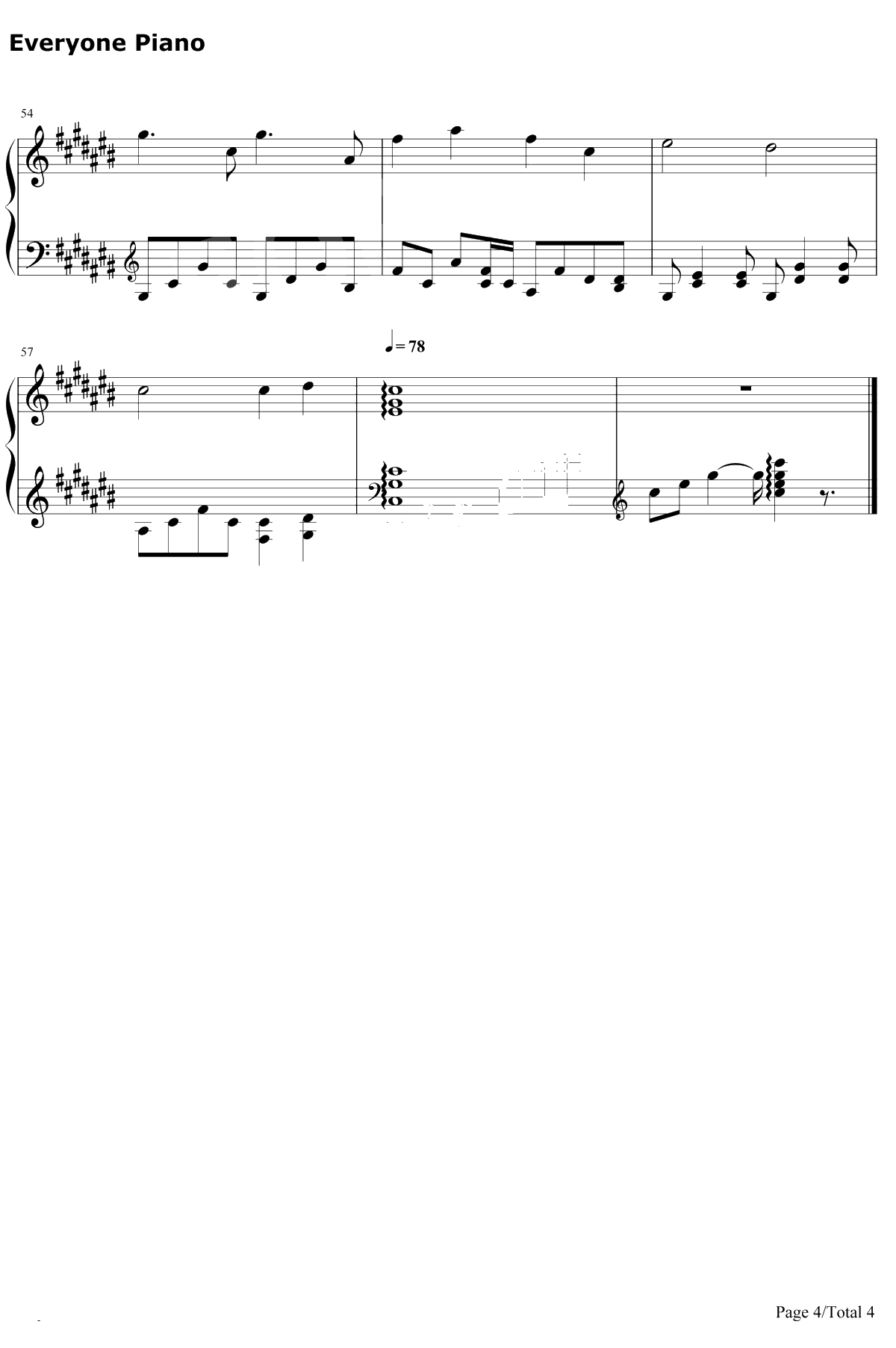 晚安喵钢琴谱-艾索4