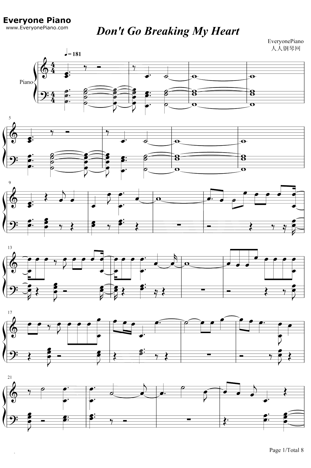 Don't Go Breaking My Heart钢琴谱-Backstreet Boys1