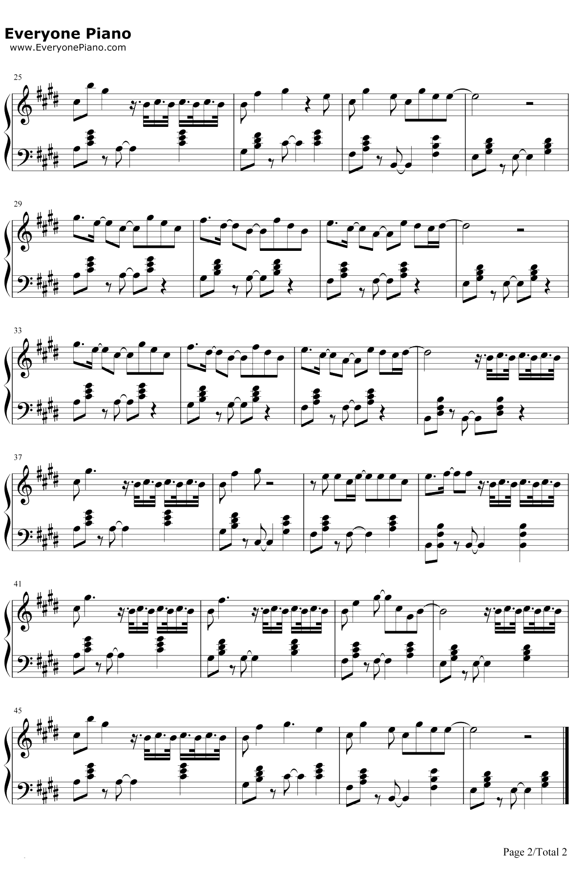 空空如也钢琴谱-胡662