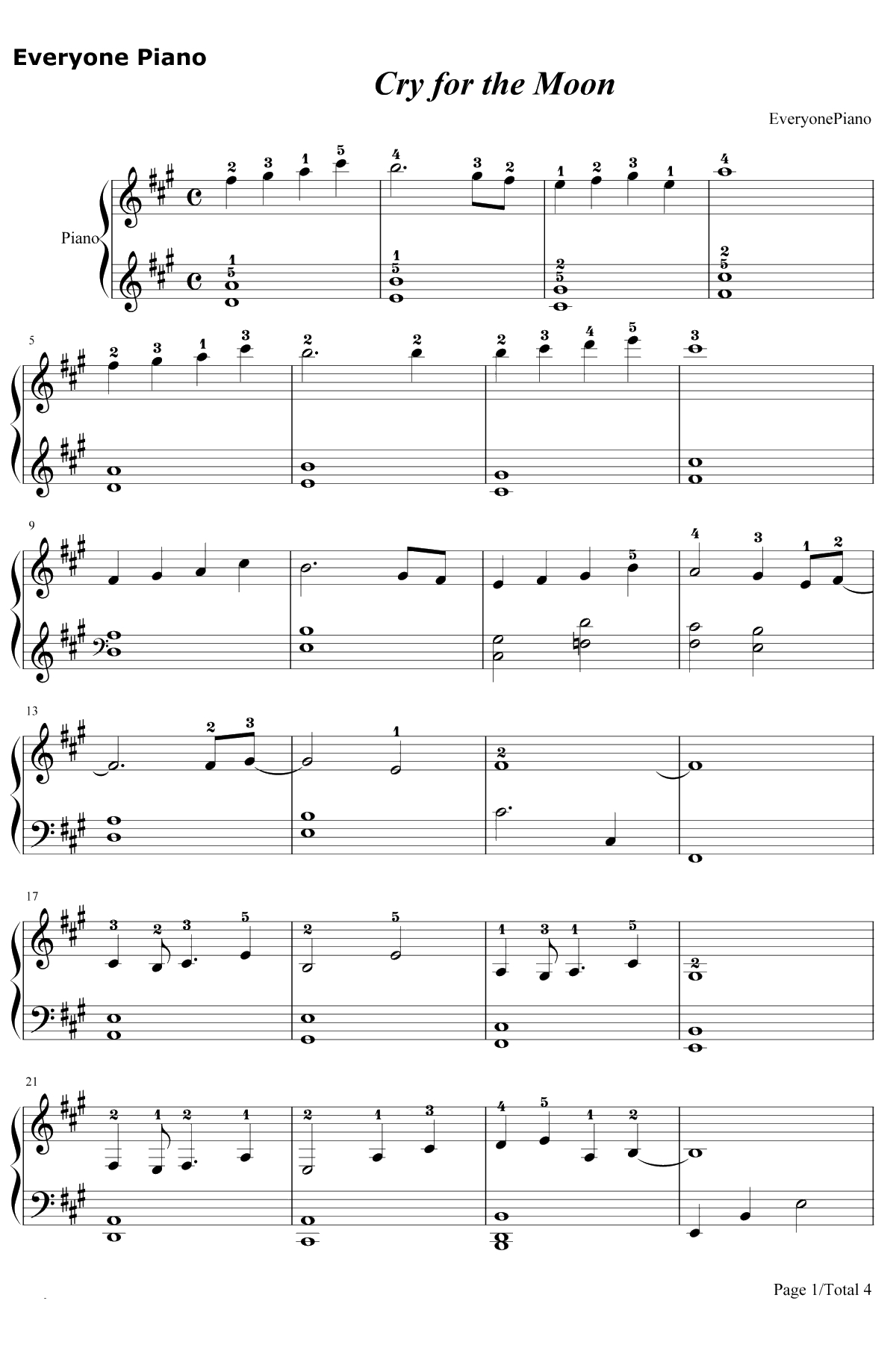 Cry For The Moon钢琴谱-Epica1