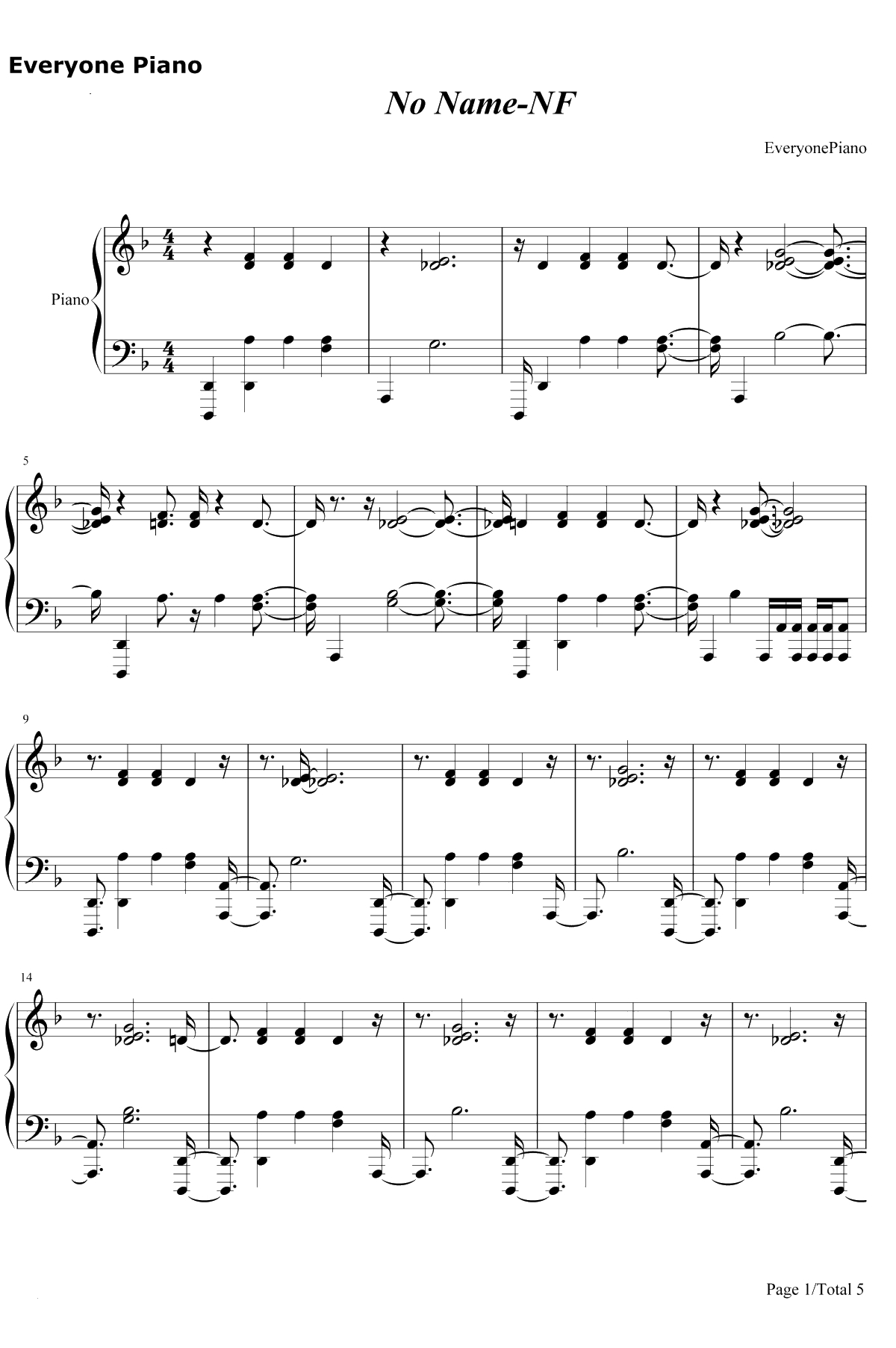 No Name钢琴谱-NF1