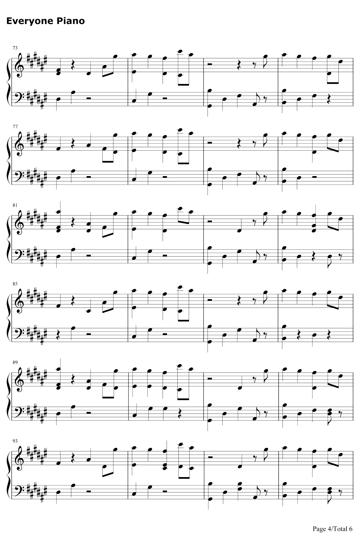 Everyday钢琴谱-Marshmello / Logic4