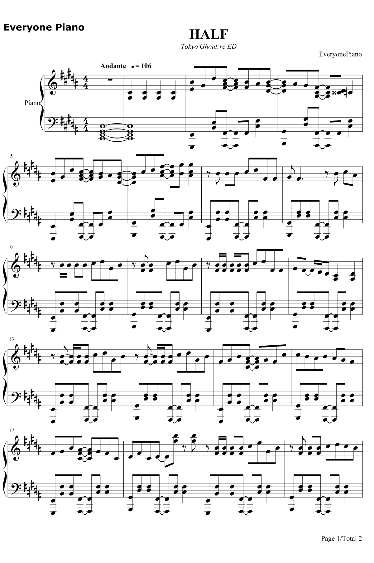 HALF钢琴谱-女王蜂1