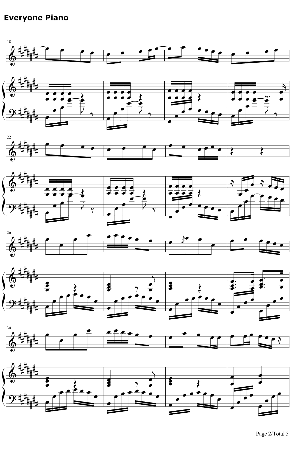 香水百合钢琴谱-张韶涵2