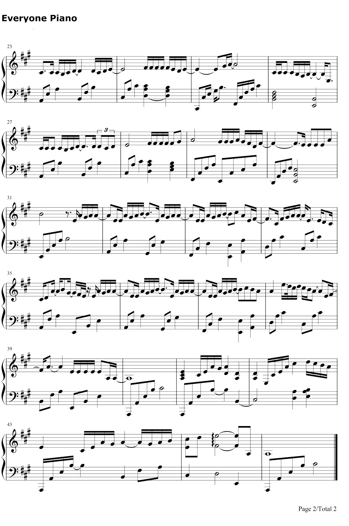 飞云之下钢琴谱-韩红/林俊杰2