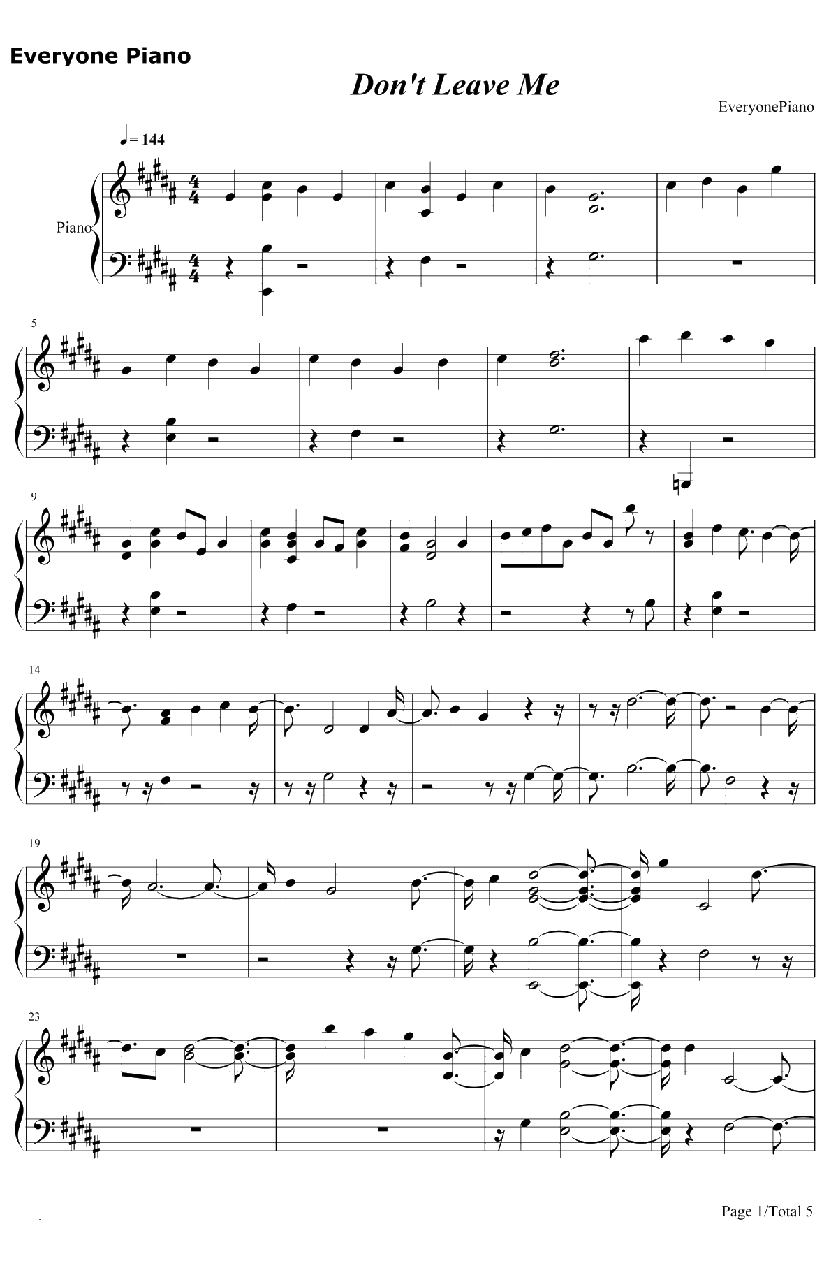 Don't Leave Me钢琴谱-防弹少年团1