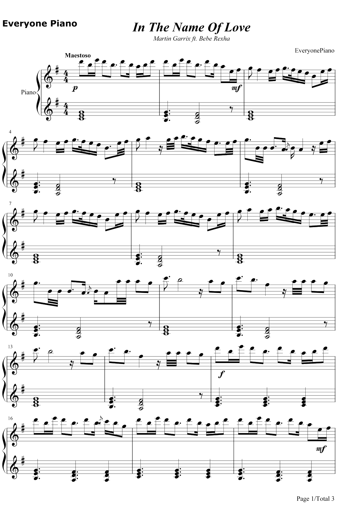 In the Name of Love钢琴谱-Martin Garrix / Bebe Rexha1