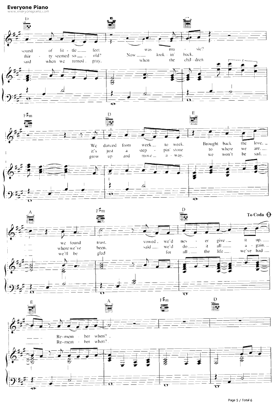 Remember When钢琴谱-AlanJackson5