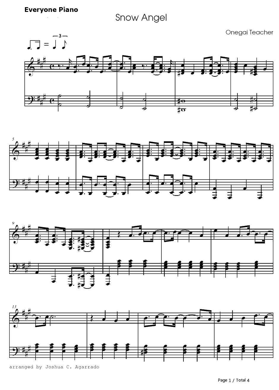 snow angel钢琴谱-KOTOKO-拜托了老师插曲1