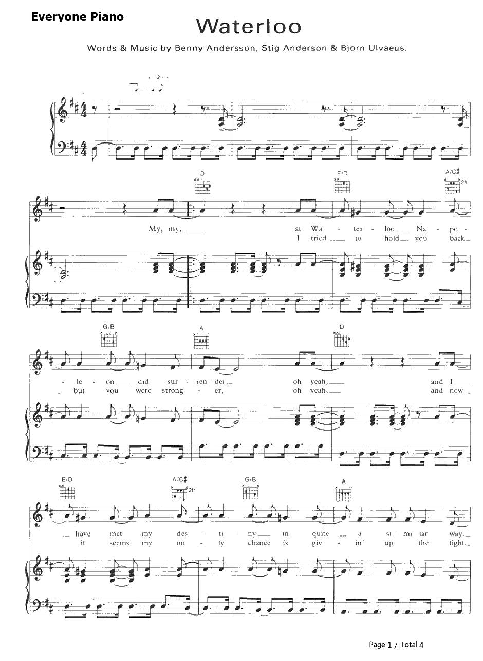 Waterloo钢琴谱-ABBA1
