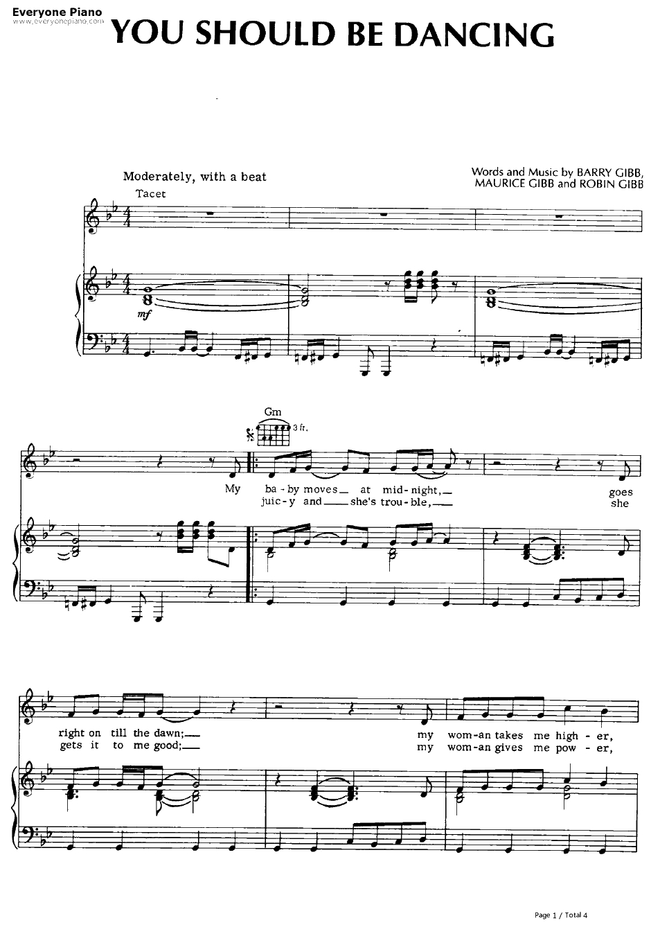 You Should Be Dancing钢琴谱-BeeGees1