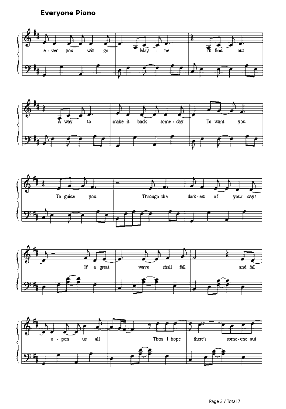 Wher ever You Will Go钢琴谱-TheCalling3