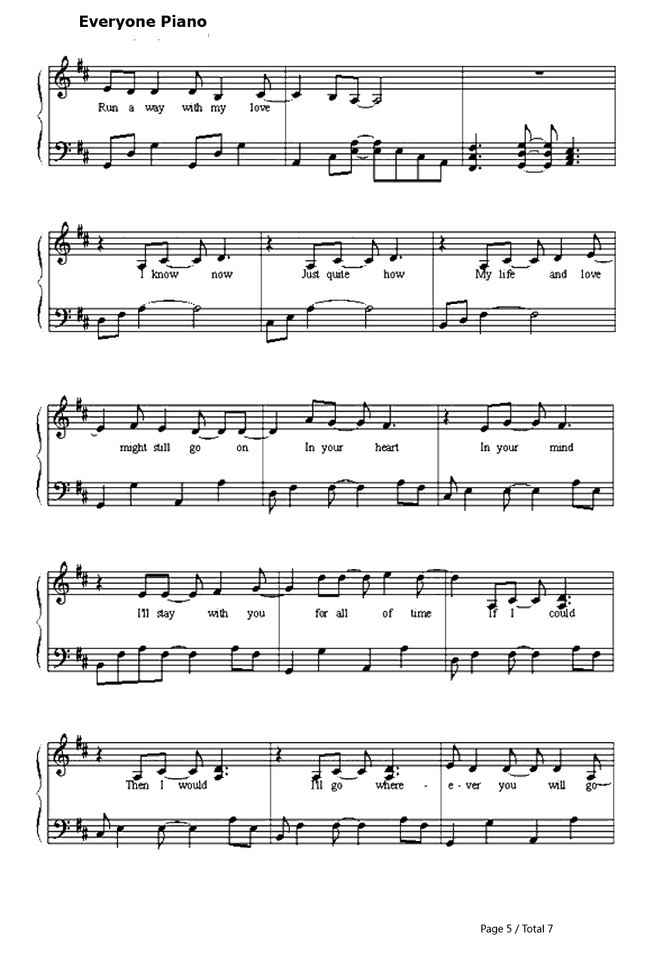 Wher ever You Will Go钢琴谱-TheCalling5