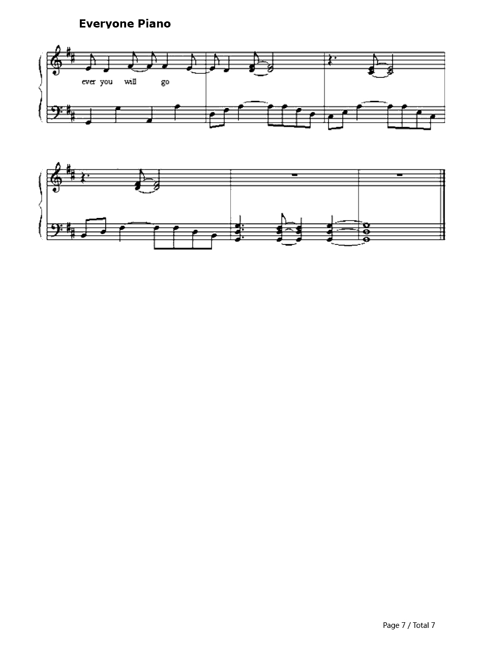 Wher ever You Will Go钢琴谱-TheCalling7