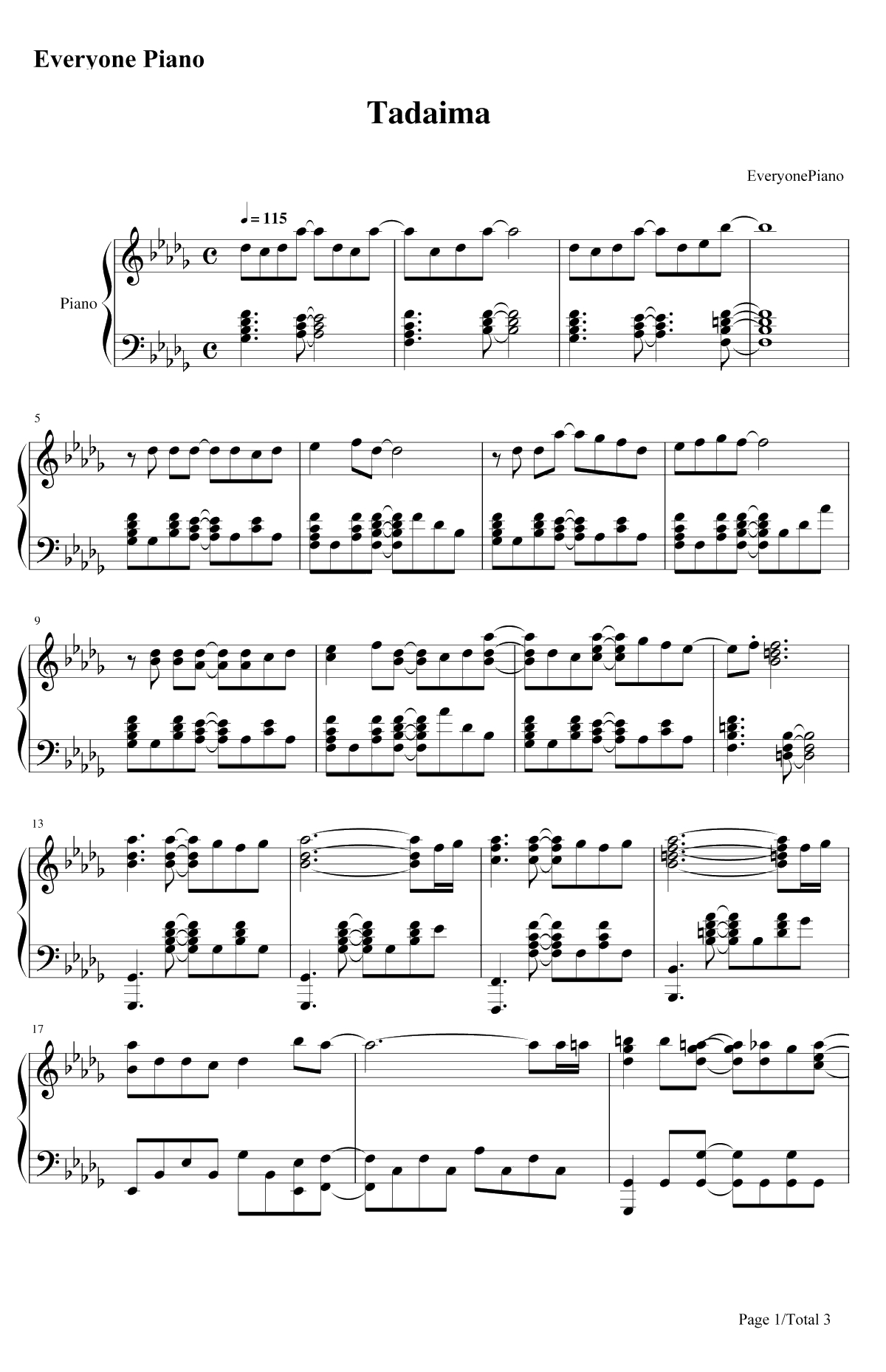 ただいま。钢琴谱-竹达彩奈-我的妹妹哪有这么可爱。ED121