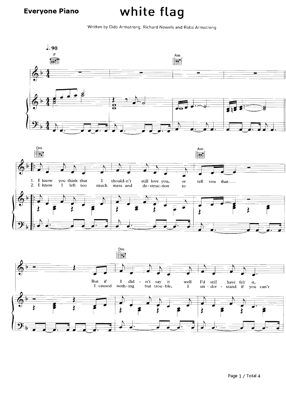White Flag钢琴谱-Dido1