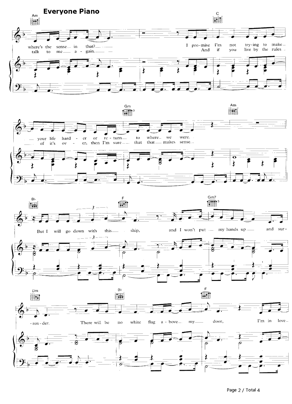 White Flag钢琴谱-Dido2