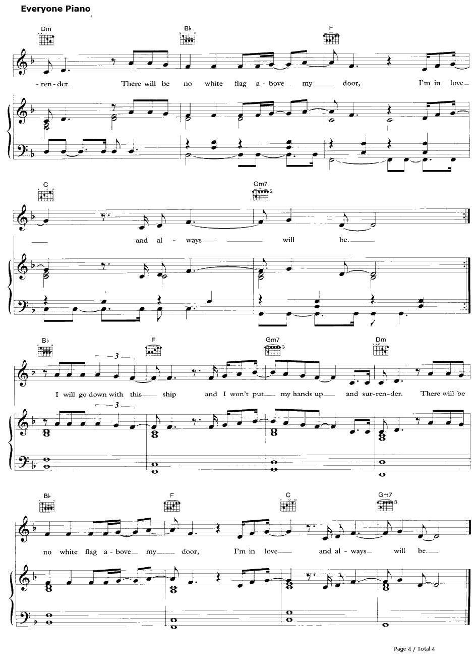 White Flag钢琴谱-Dido4