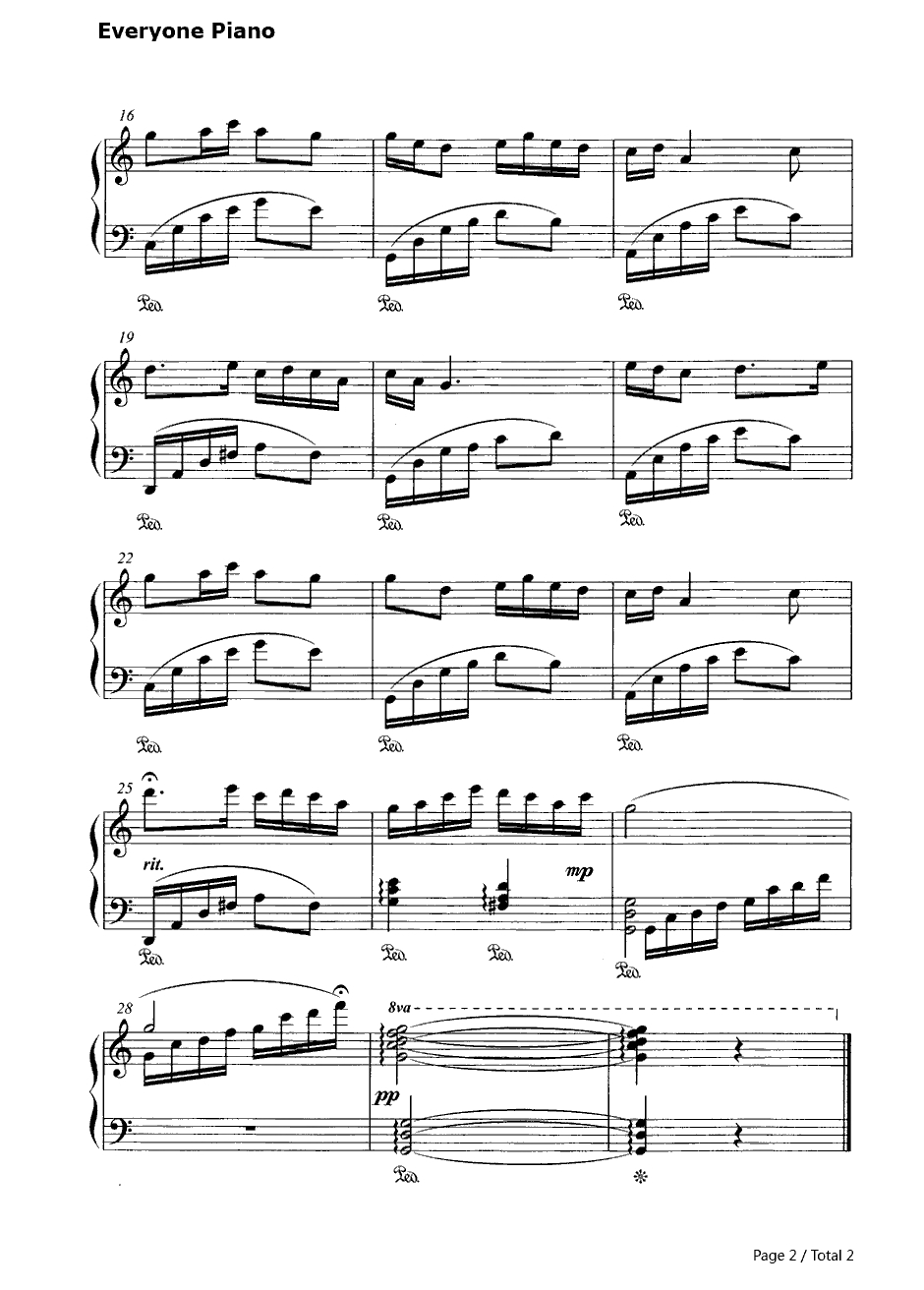 茉莉花五线谱、简谱对应版钢琴谱-何仿-茉莉花五线谱、简谱对应版2