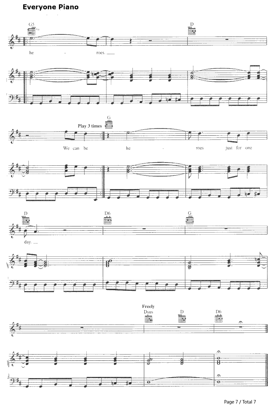 Heroes钢琴谱-DavidBowie7