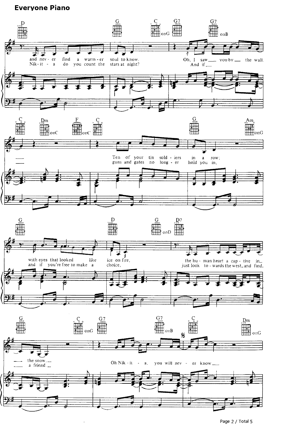 Nikita钢琴谱-EltonJohn　艾尔顿·约翰　2