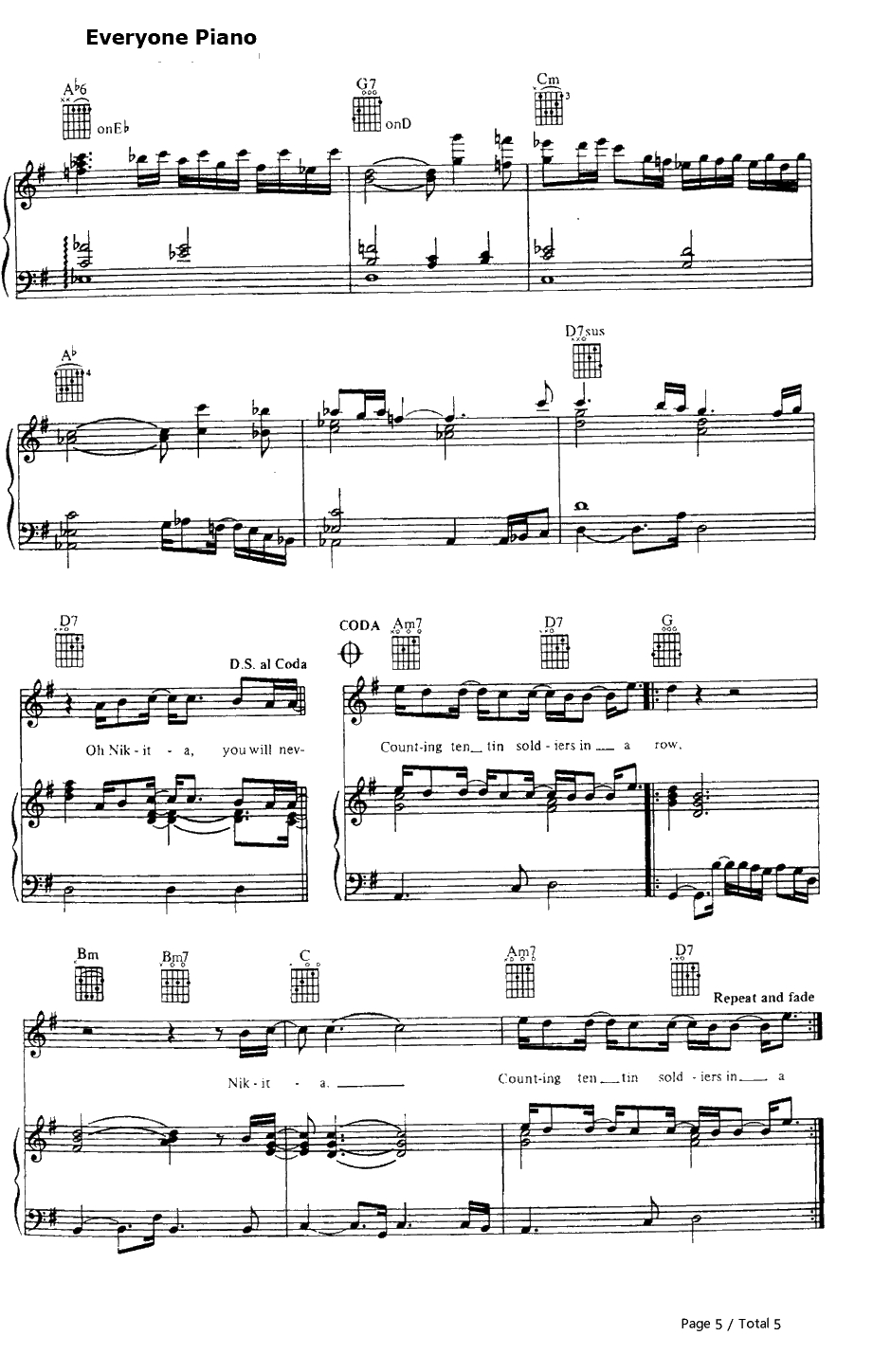 Nikita钢琴谱-EltonJohn　艾尔顿·约翰　5