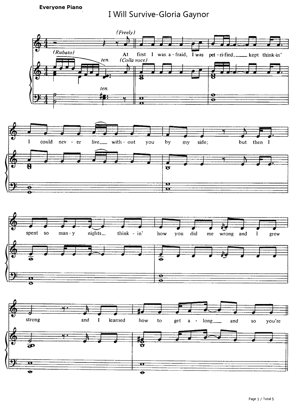 I Will Survive钢琴谱-GloriaGaynor1