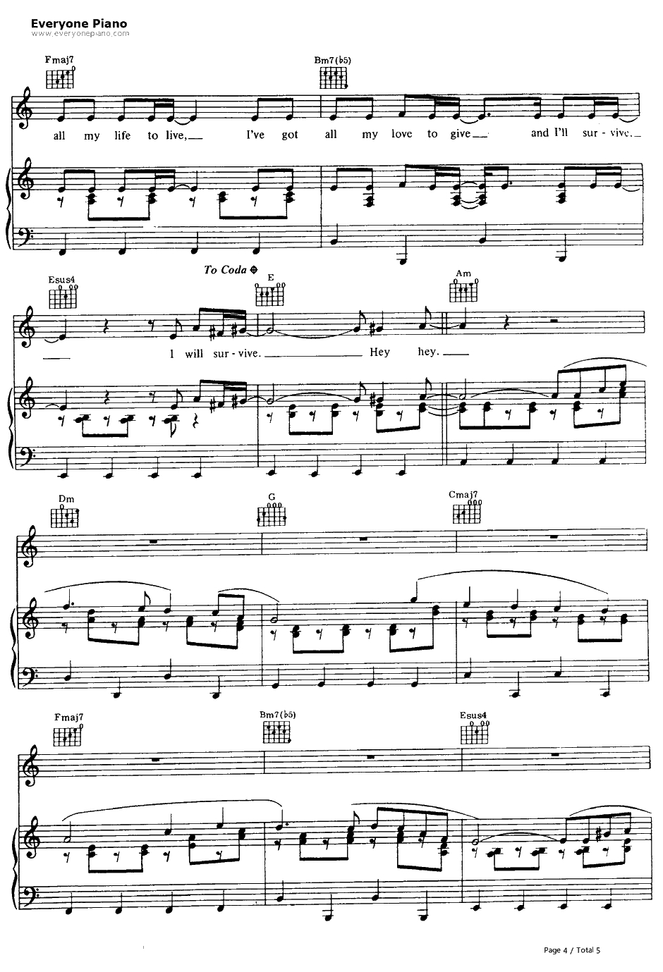 I Will Survive钢琴谱-GloriaGaynor4