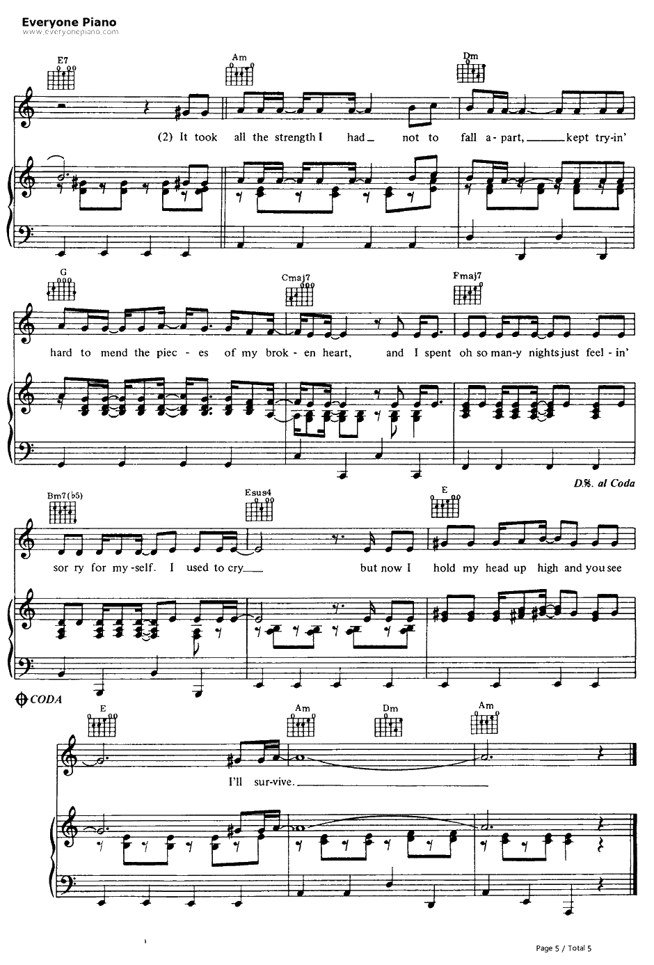 I Will Survive钢琴谱-GloriaGaynor5