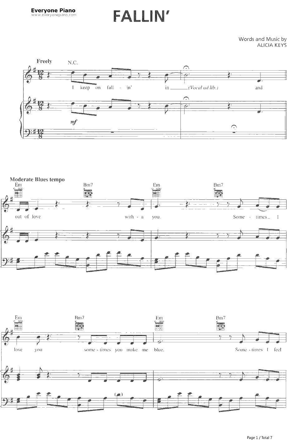 Fallin'钢琴谱-AliciaKeys1