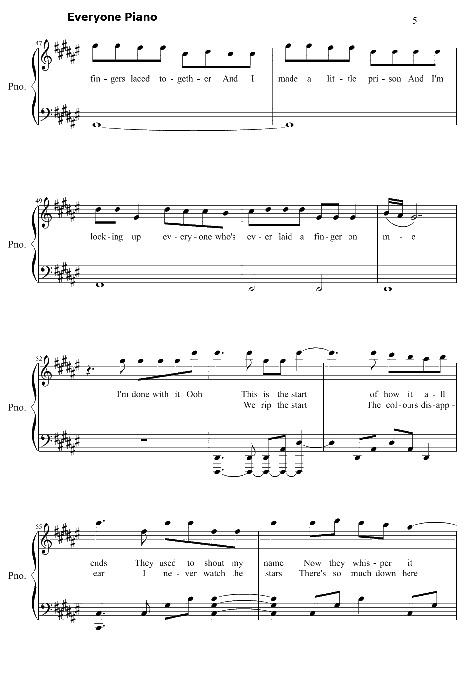 Yellow Flicker Beat钢琴谱-Lorde-饥饿游戏3：嘲笑鸟（上）主题曲5